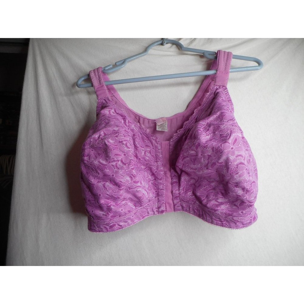 NIB Purple Lilac Front Close Wireless Posture Bra Lace 46G Woman Within